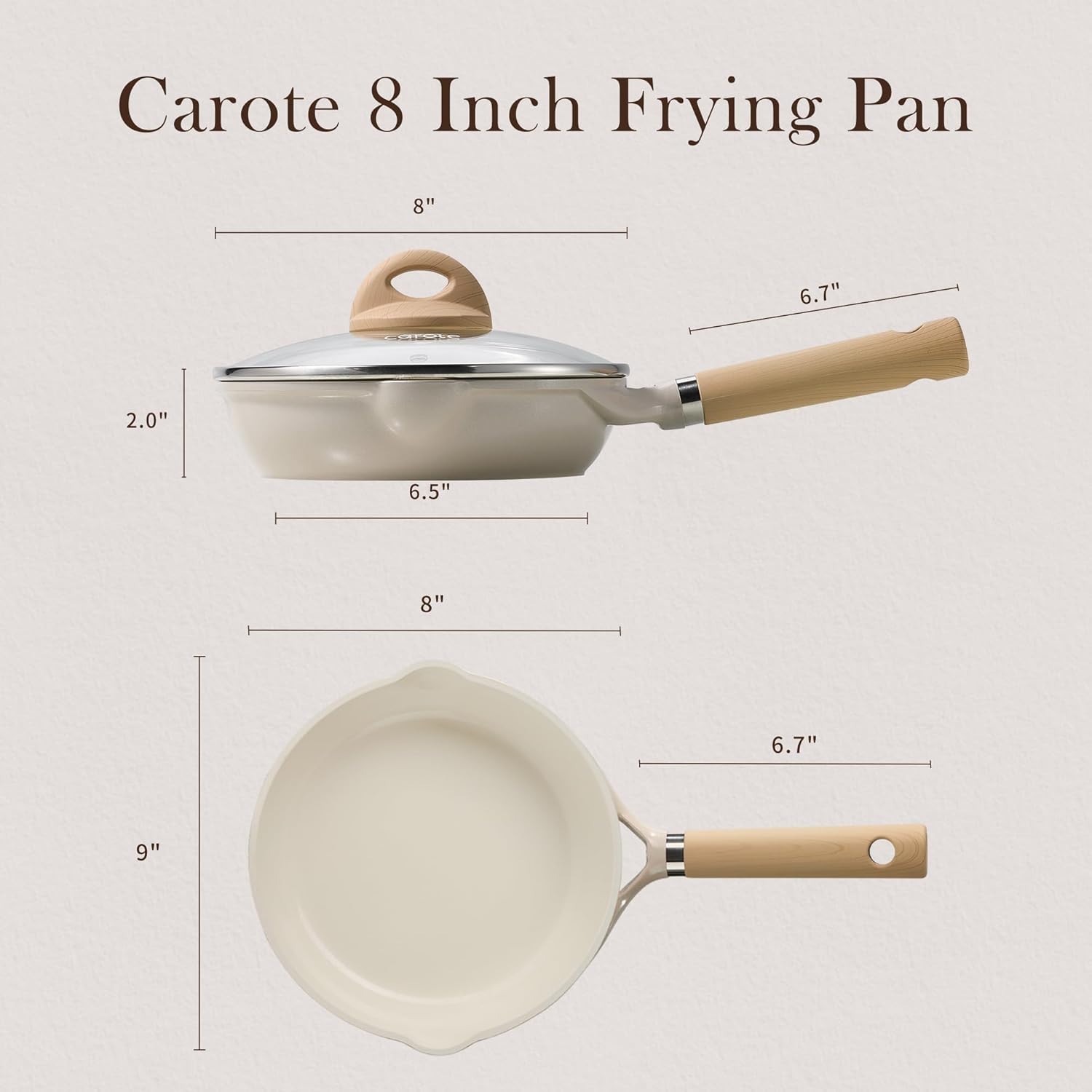 Ceramic Frying Pan Skillet Non Stick Cookware Induction Safe 8 Inch