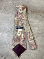 Vintage Polo Ralph Lauren Handmade Linen Cotton Pastel Paisley Tie made in USA