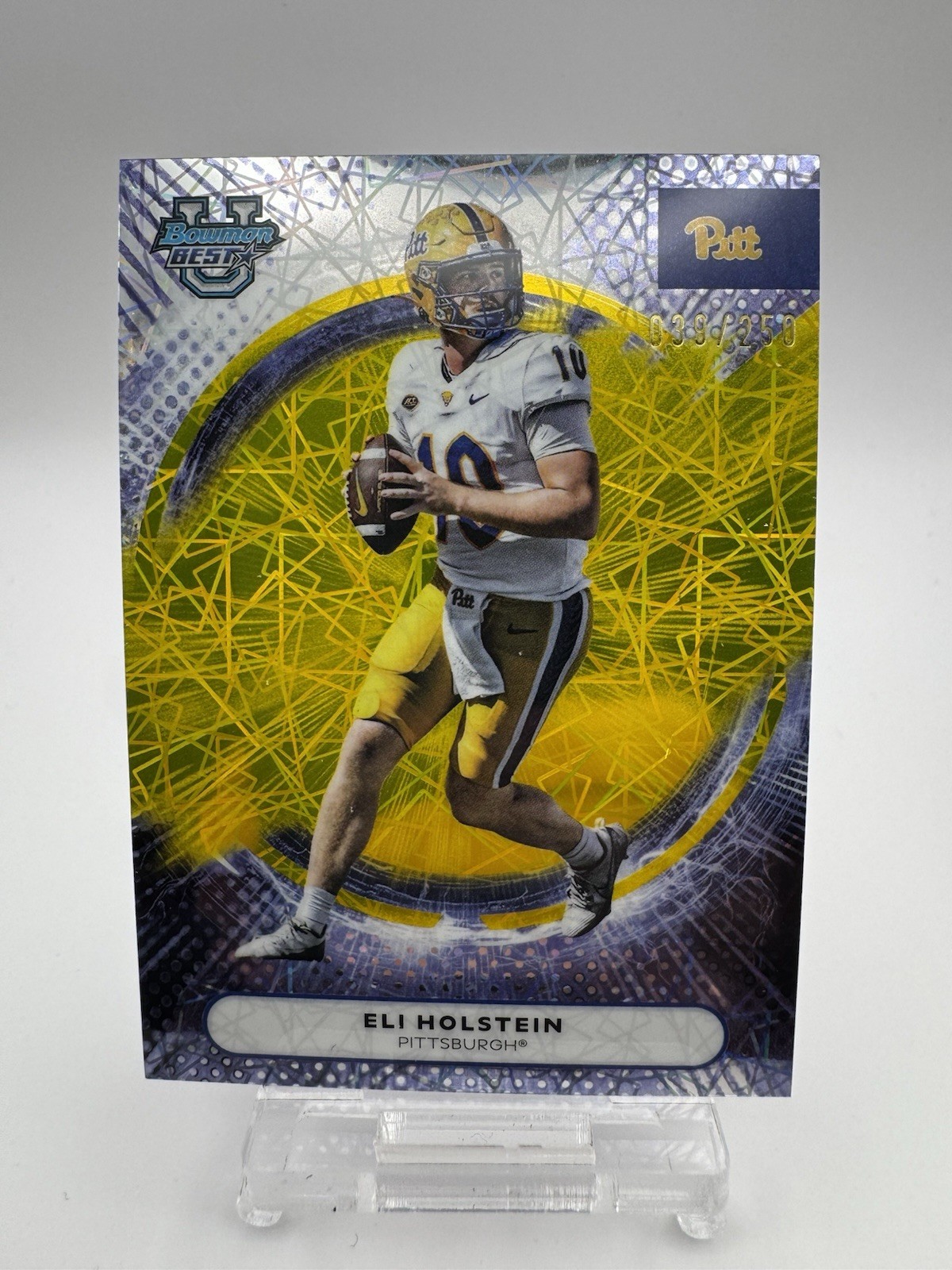 2025 Bowman Best U Football Eli Holstein  YELLOW Lazer /250 Pittsburgh #83