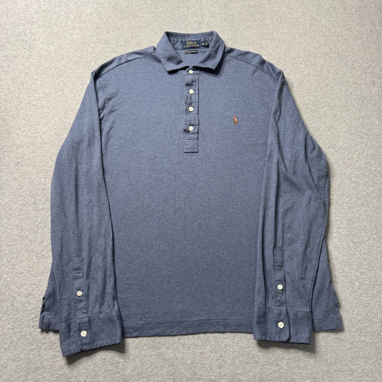 Polo Ralph Lauren camicia uomo XL blu cotone carne pony classica preppy oldey