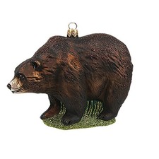 Grizzly Bear Polish Blown Glass Christmas Ornament Tree Decoration