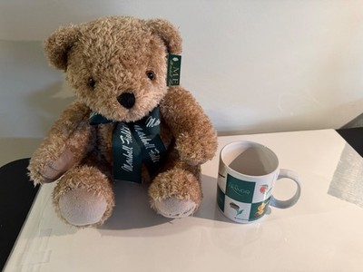 Marshall Fields Santa Bear and MF Frango coffee mug