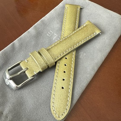 Michele 16mm Leather Watch Band Strap Glossy Sparkles Gold Discontinued Rare