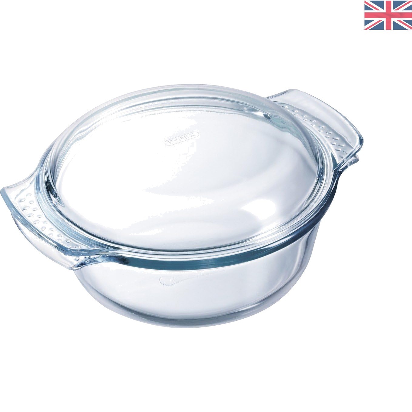 Borosilicate Glass Round Casserole Dish - 1L Capacity with Easy Grip Handles
