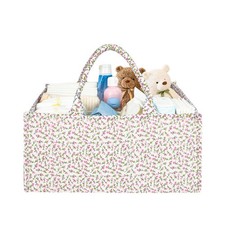 Floral Quilting Diaper Caddy Organizer, Quilted Diaper Bag, Stylish Nursery S...