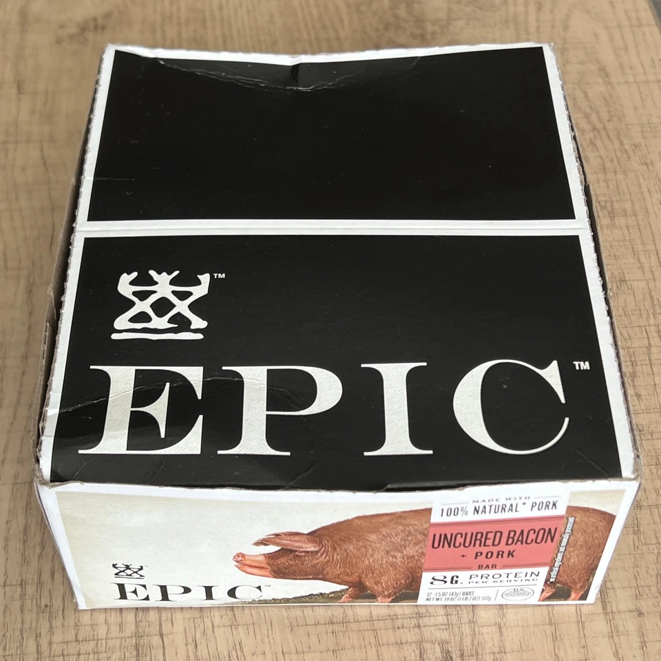 Barras de proteína de tocino sin curar EPIC 12ct - 18 oz bocadillo paleo sin gluten BB 11/12/25 Foto 2 de 4