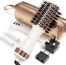 Travel Blow Dryer Brush in one, Dual Voltage Mini Hot White  Rose Gold