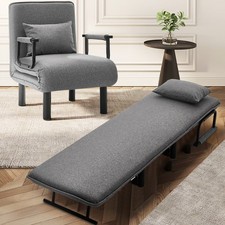 3-in-1 Folding Chair Bed Single Sofa Armchair Recliner Lounger Sleeper w/Pillow