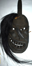 RARE YAO SHAMANS MASK, 18", 26" W/HAIR 1900S
