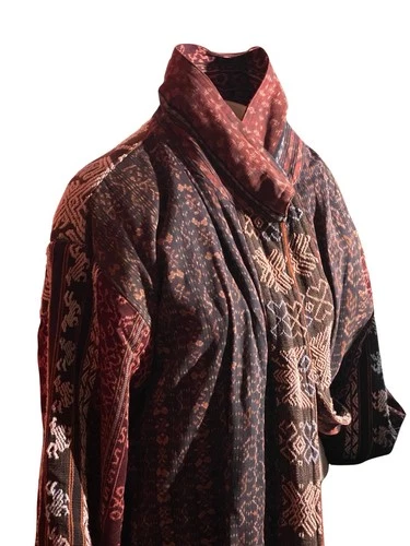 Vintage Sumba Indonesian Ikat Long Coat Reversible Marapu Motif Duster Jacket - product listing photo