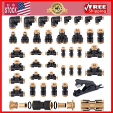 39 Pc DOT Air Line Quick Connect Fittings Kit 1/4 3/8 1/2 Brass Push To Connect