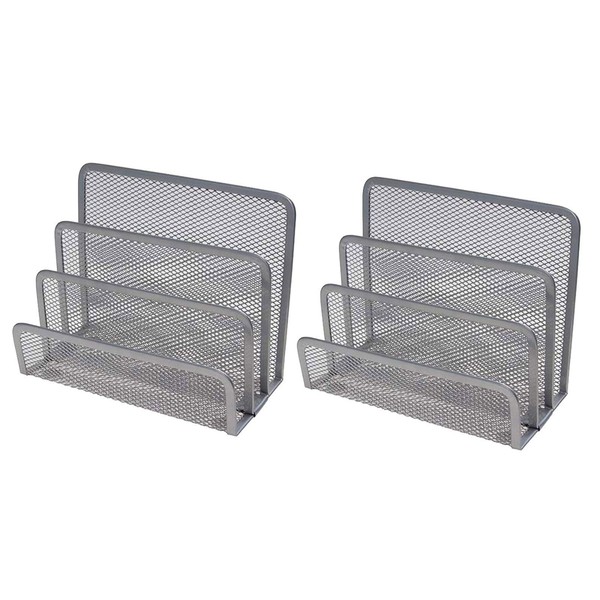 Briefablage Schreibtisch Organizer Metall 3 FäCher BüRo Schule Silber 2 StüCk-image