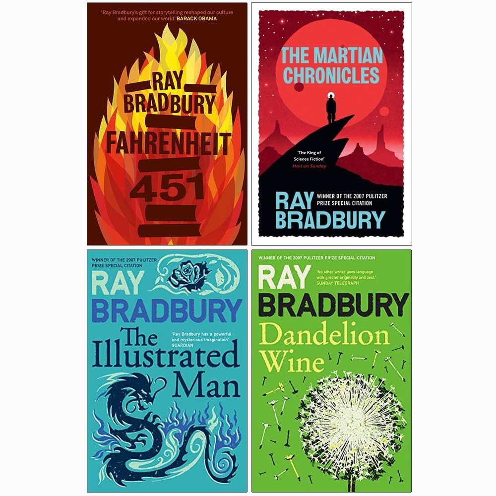 Ray Bradbury Collection 4 Books Set Fahrenheit 451,Martian Chronicles,Dandelion