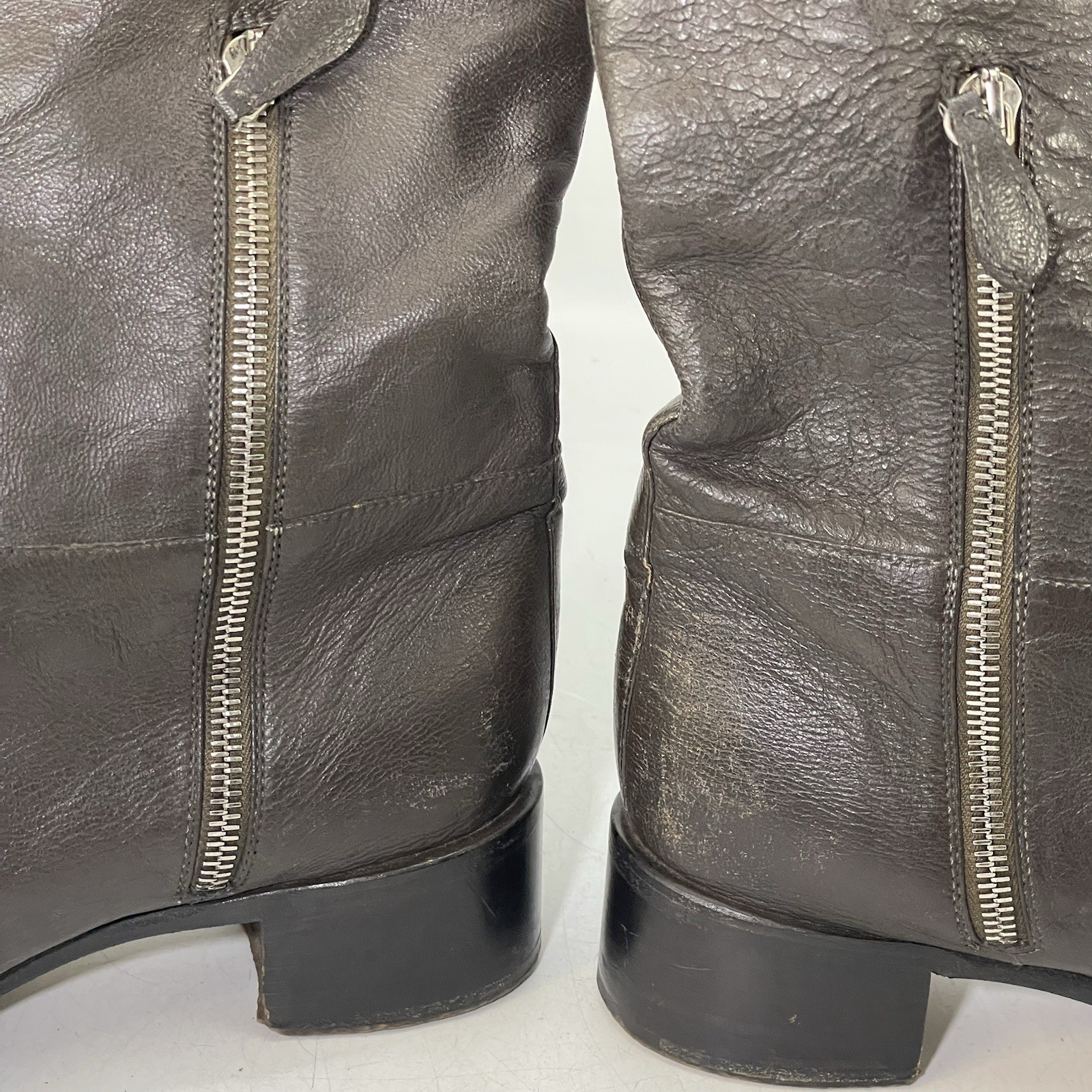 Prada Knee High Moto Boots Dark Brown Leather Women’s Sz 39.5 EU 9.5 US thumbnail 10