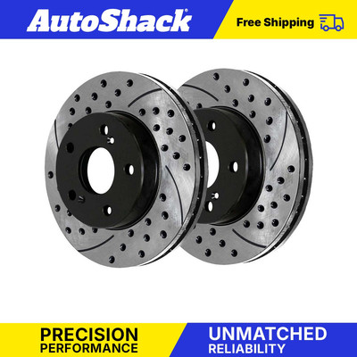 Front Drilled Slotted Brake Rotors Black Pair 2 for Acura Legend Honda CR-V 2.0L