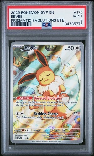 Eevee 173 PSA 9 Mint Prismatic Evolutions ETB Black Star Promo 2025 Pokemon TCG