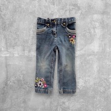 Vintage Gymboree Toddler Girls Embroidered Flower Jeans Blue Adjustable Waist 2T