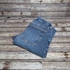 Good American Classic Boot Jeans Blue Wash Button Fly Size 16x32