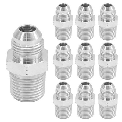 HFS(R) 10PCS 1/2'' NPT Male to 1/2'' JIC Male Flared Tube Fitting Carbon Steel