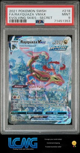 2021 Pokemon TCG Evolving Skies #218 Rayquaza Vmax PSA 9