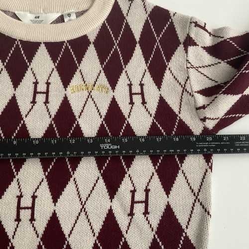 H&M Girls Harry Potter Hogwarts Sweater Sz 20 Jacquard Knit Argyle Cropped - Picture 5 of 9