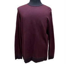 Calvin Klein Mens Merino Wool Blend Crewneck Sweater Italian Yarn Burgundy Red L