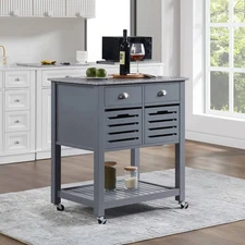 STOREADY Rolling Kitchen Island Cart w/ Storage Shelf & Drawer, 30'' Moblie Cart
