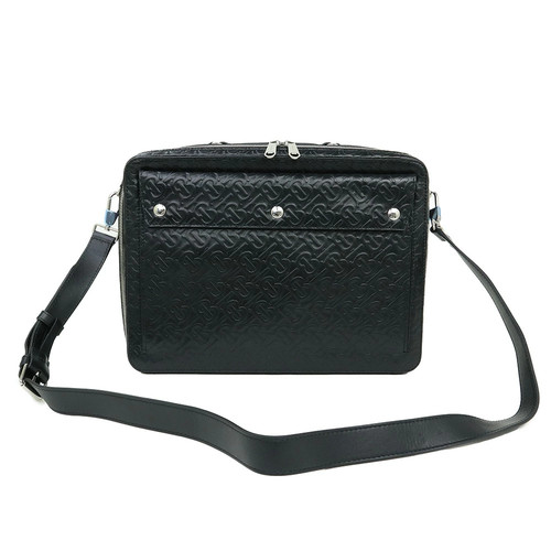 BURBERRY Triple Studs Monogram TB Logo Shoulder Handbag Black 8012618 #770