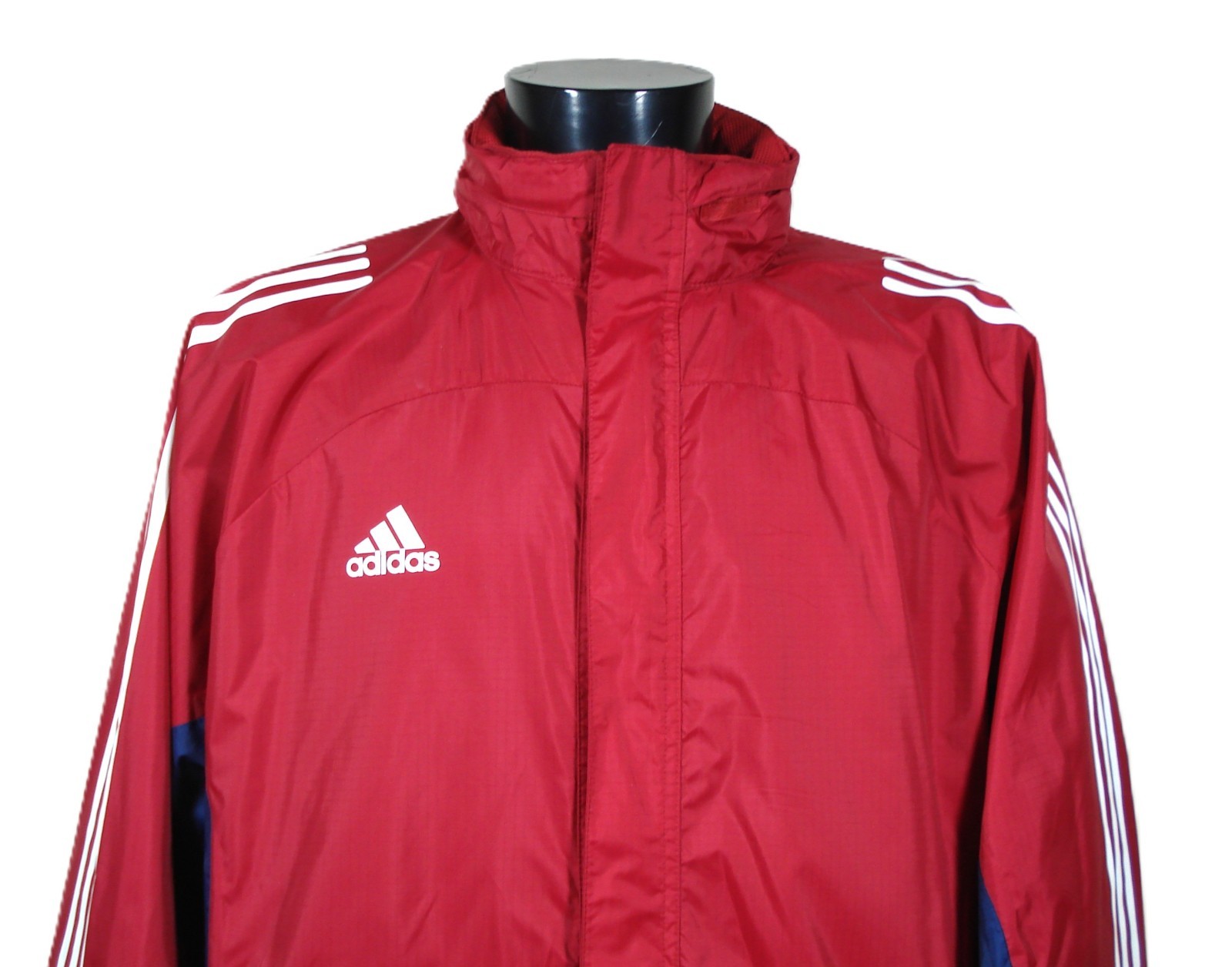 Adidas Jacket Windbreaker Track Navy Red Large Vintage 2002 Y2K Retro Football thumbnail 2