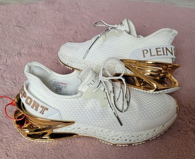 PLEIN SPORT Thunder Force Herren Sneaker Low Top Textil weiß/gold Gr.44