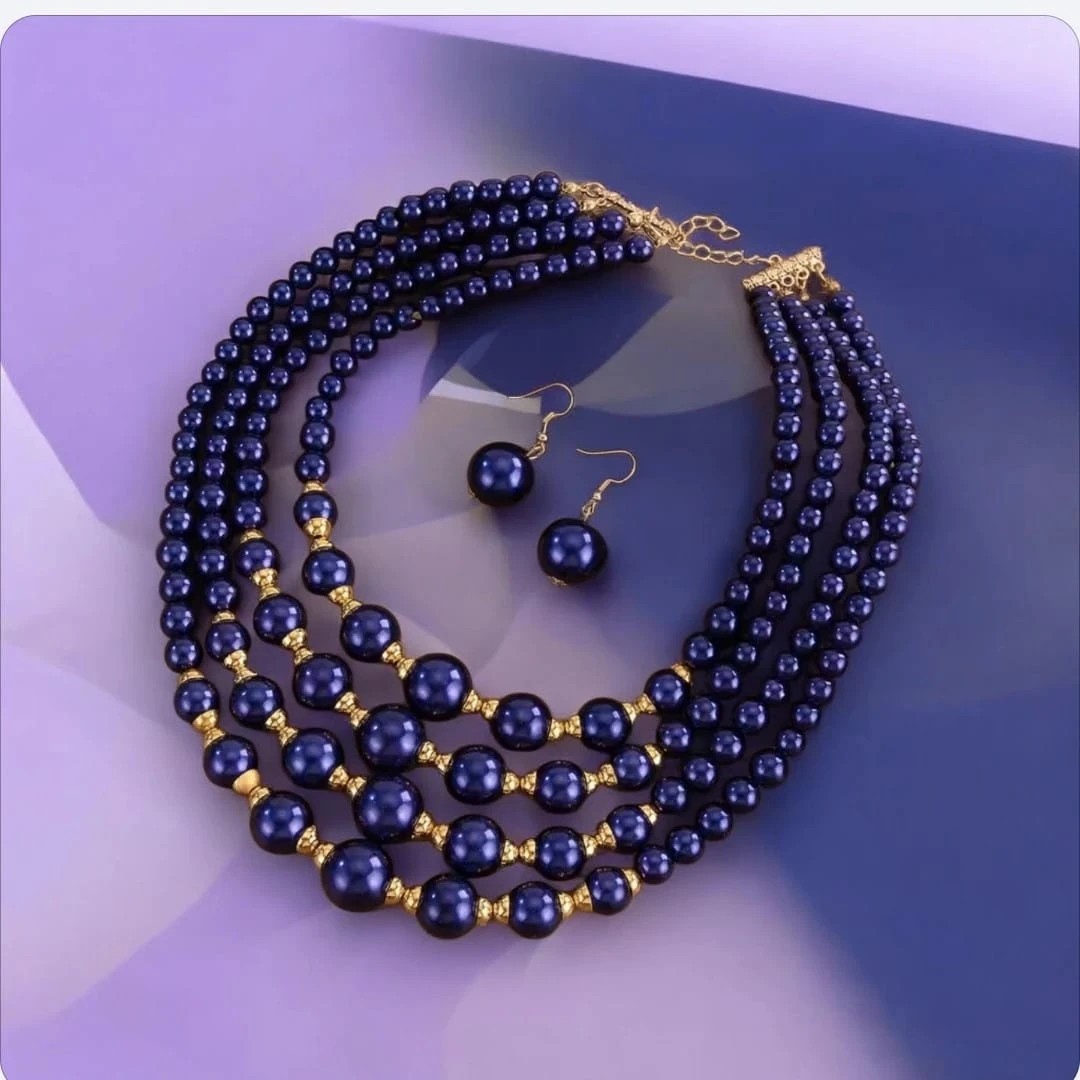 Parure de bijoux violet doré de haute qualité avec cristaux facettés - 3