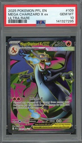 PSA 10 Mega Charizard X ex (FA) Phantasmal Flames 109/094 Holo Pokemon Card B8