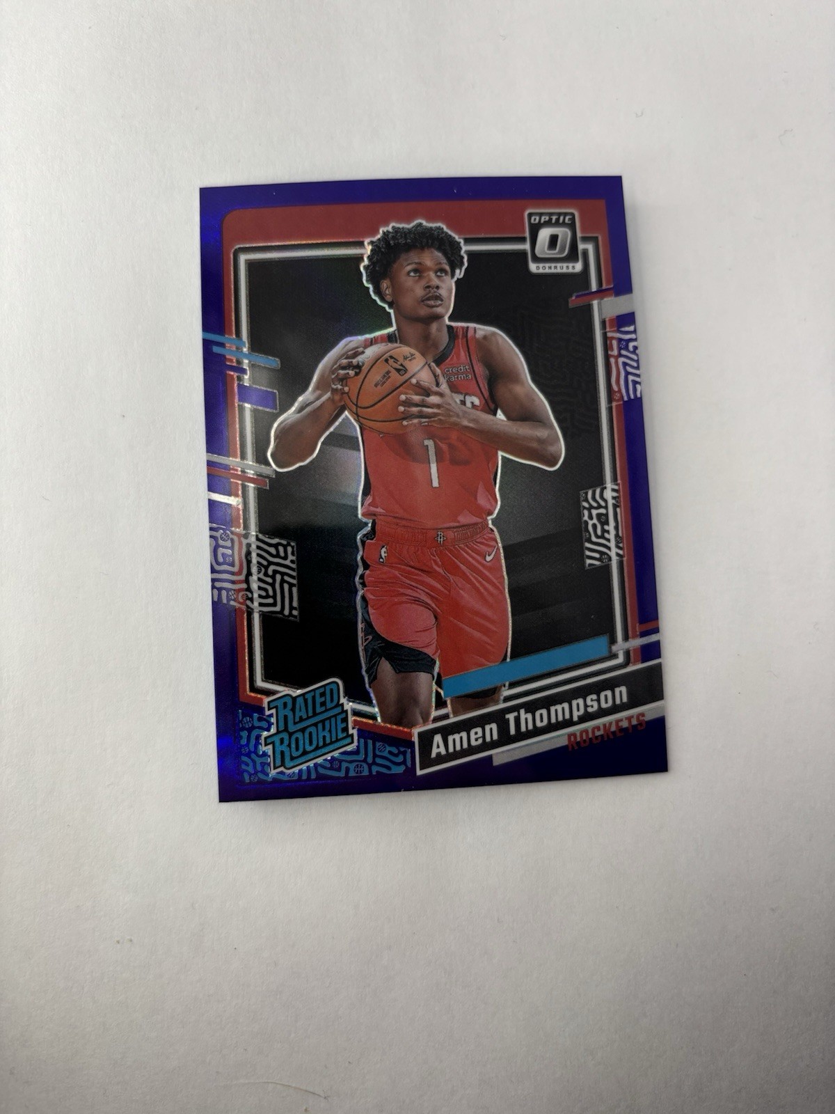 2023-24 Panini Donruss Optic Rated Rookie Amen Thompson #229 Purple Prizm SP RC