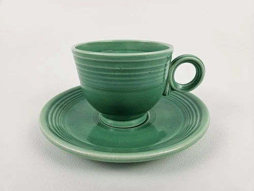 Vtg Fiestaware FIESTA Homer Laughlin Original GREEN Cup & Saucer Set 40's 50's