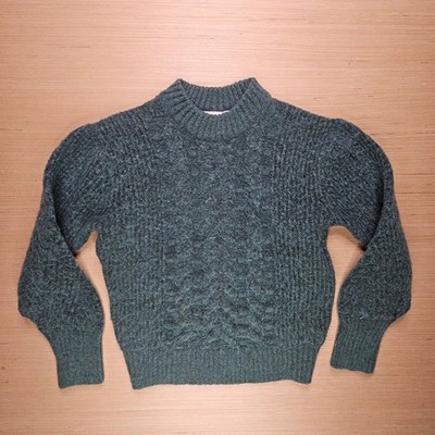 Vila Clothes Cable Knit Sweater Women M Teal Vimalina Long Sleeve Mock Neck