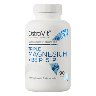 OstroVit Triple Magnesium B6 P5P 90 Kapseln Carbonat Citrat Laktat Vegan EU Plus
