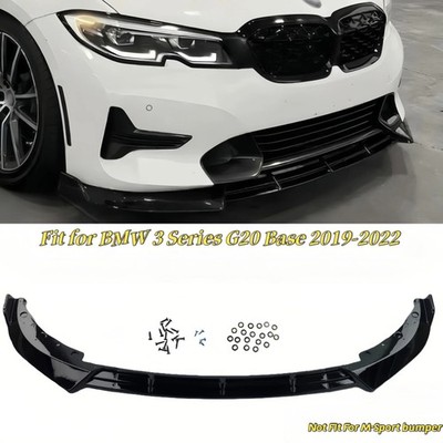 Front Bumper Lip V Style Gloss Black for BMW 3 Series G20 320i 330i 19-22