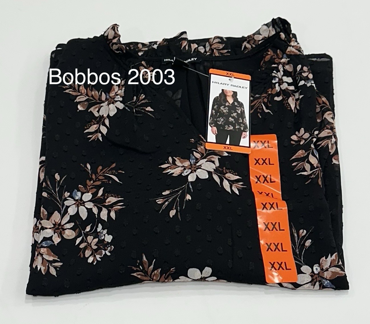Hilary Radley Women's V-Neck Long Sleeve Blouse, Black Combo, Size XXL