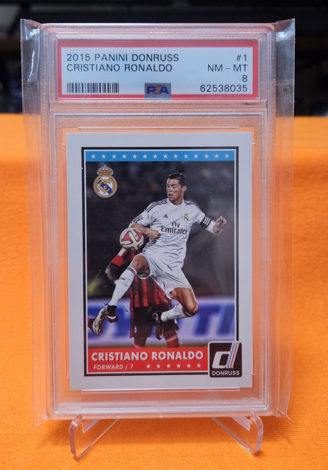 2015 Panini Donruss #1 Cristiano Ronaldo PSA 8 view 1