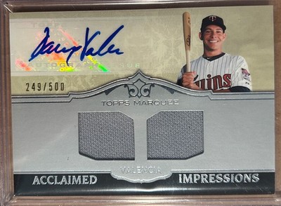 2011 Topps Marquee Acclaimed Impressions Dual Relic Auto DANNY VALENCIA (249/500