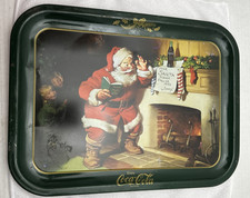 Vintage "Dear Santa Please Pause Here" Coca-Cola Metal Tray ~ 13 3/4" X 10 1/2"