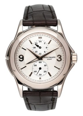 Patek Philippe Calatrava Travel Time 5134G 18K White Gold Mens Watch