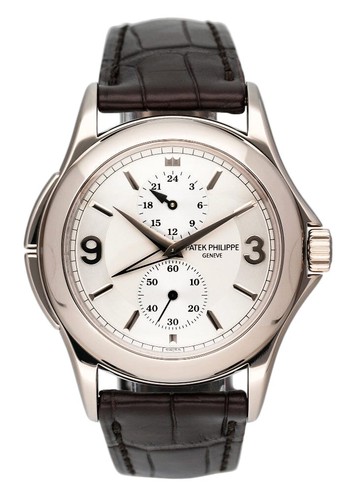 Patek Philippe Calatrava Travel Time 5134G 18K White Gold Mens Watch