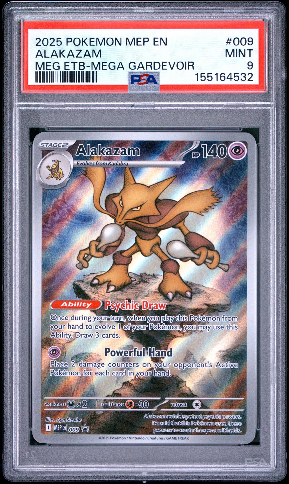 2025 POKEMON MEP EN-ME BLACK STAR PROMO #009 ALAKAZAM PSA 9