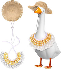 Porch Goose Pastoral Style Outfit, Summer  Autumn Goose Statue Suit with Hat 