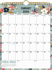 2026-2027 Wall Calendar 2-Year Vertical 24-Month Flower Design 8.5x11 In