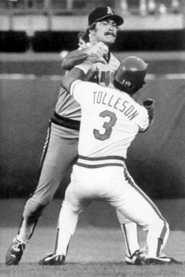 Second baseman Bobby Grich California Angels throws a punch at Way- Old Photo 1