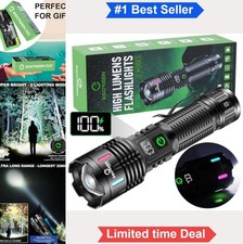 LED Rechargeable Flashlight 100000 Lumens 3280 FT USB C 6000mAh Battery Water