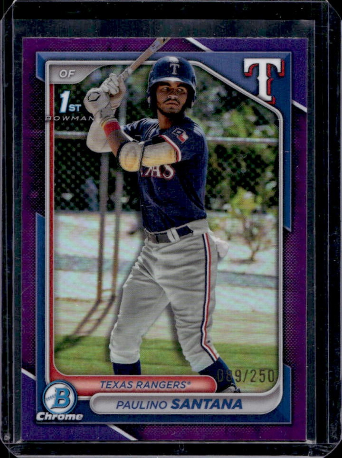 2024 Bowman Chrome Paulino Santana Purple Refractor 1st #89/250 Rangers