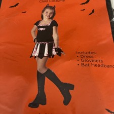 Children's Sweetheart Bat Costume size SM 4-6 Dress Glove lets  Bat Headband